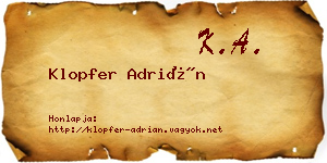 Klopfer Adrián névjegykártya